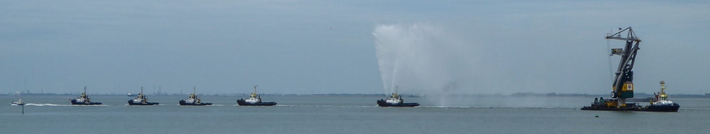 crane with towage tugs