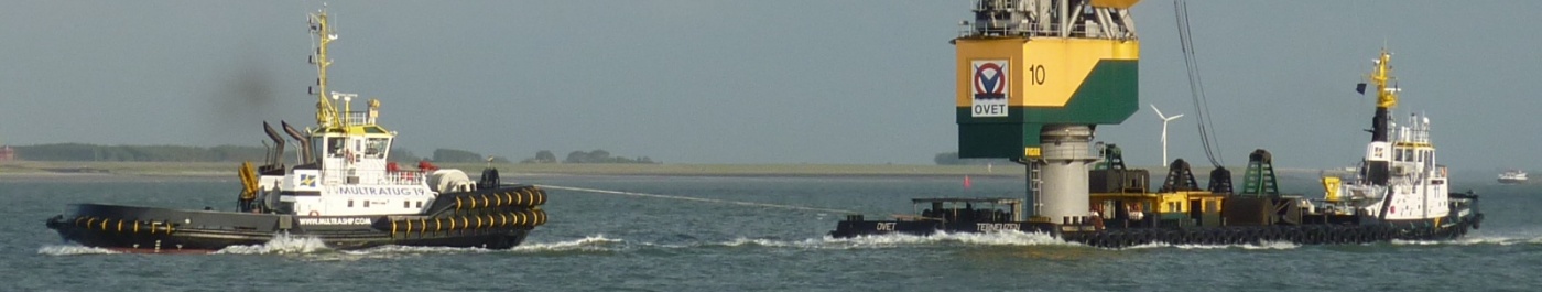 Crane 10 of OVET BV towed at the river Scheldt